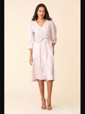 Sea New York Gabriette Waist Tie Dress in Fog